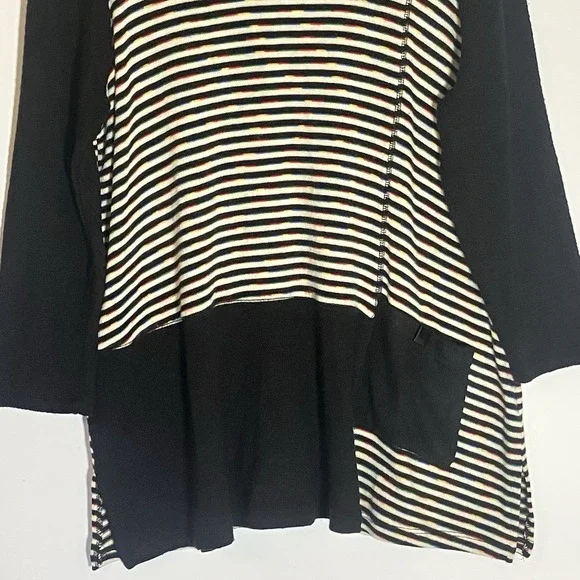 Ali Miles Sweater Womens Large Multicolor Lagenlook Artsy Colorful Pocket Cowl L - Picture 3 of 16